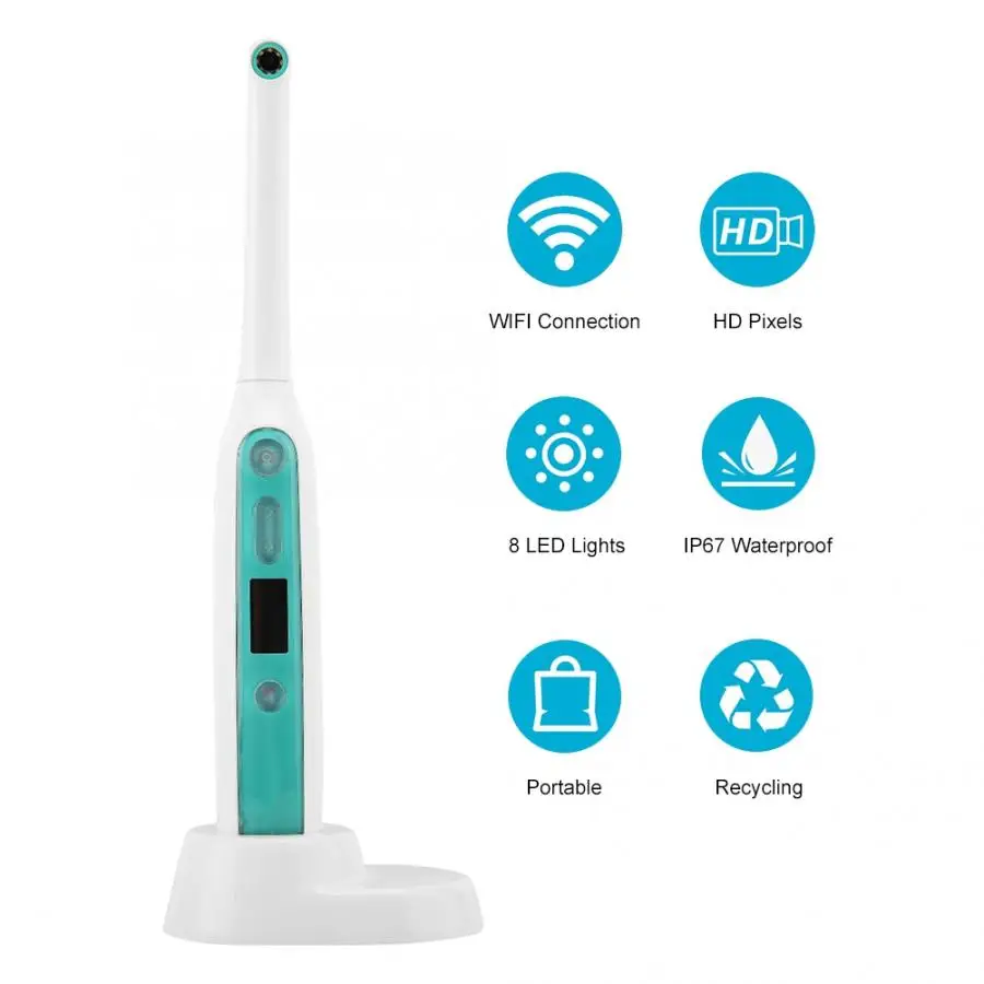 Endoscopio Oral Wifi inalámbrico 8 cámara de iluminación LED ajustable vídeo HD para Ios Android endoscopia Dental