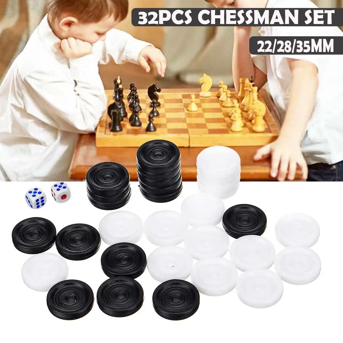 

32Pcs/set Foreign Trade of Western Double Land Chess For Backgammon Fifteen Chess Black and White Chess Plastic Pieces