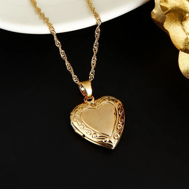 Girl heart Locket Necklace Vintage Gold Filled Petite Photo Holder - Ruby  Lane
