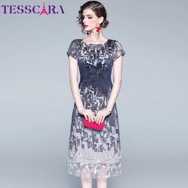 TESSCARA женская летняя обувь класса люкс с вышивкой платье сеткой в стиле Festa высокого качества элегантные