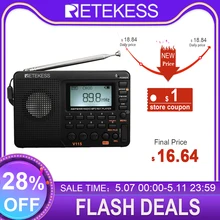RETEKESS V115 Radio AM FM SW Pocket Radio Shortwave FM Speaker Support TF Card USB REC Recorder Sleep Time