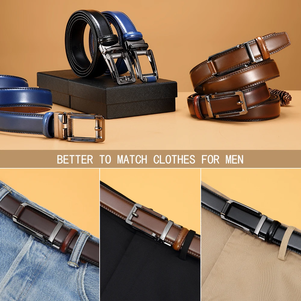 JACNAIP Ratchet Leather Mens belt Cowhide Jeans Multicolor Automatic adjustable Belts Metal Buckle Belts for Men ремень мужской leather belts pu leather belts