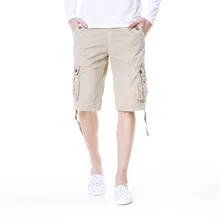 ShionFa летние мужские повседневные до колена карго Шорты однотонные мульти-карман для улицы подходит модный высокого класса уличная негабаритная