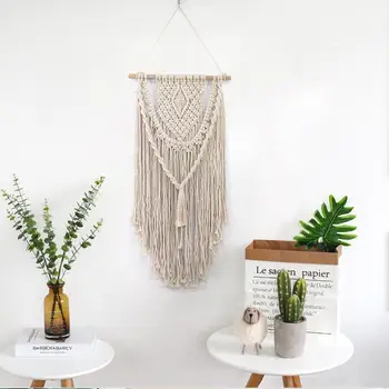 

50 New Hand Knotted Macrame Wall Art Handmade Cotton Wall Hanging Tapestry with Lace Fabrics Bohemian Wedding Decoration