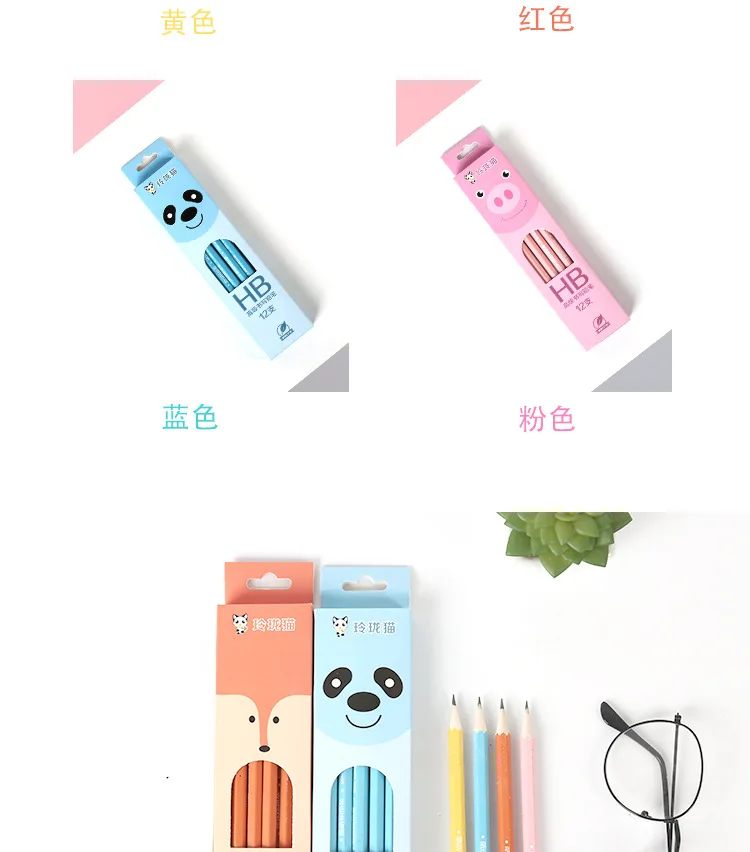 12 шт./кор. мультфильм животных Розовая пантера леопард HB деревянный Стандартный карандаши с ластиком канцелярские деревянные карандаши подарки