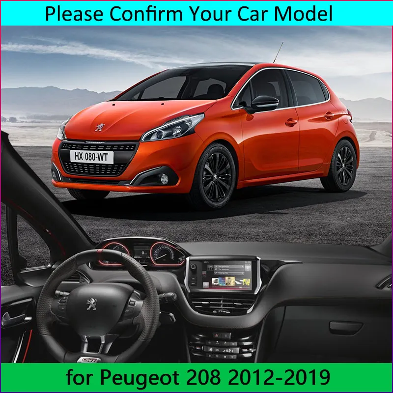 Защитный чехол для приборной панели автомобиля Peugeot 208 2012 ~ 2019|Наклейки на