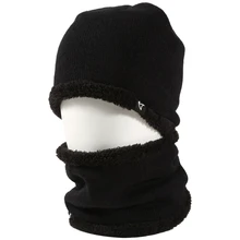 Комплект из 2 предметов для бега, шапка и шарф, теплая зимняя вязаная шапка с подкладкой, ветрозащитный шарф для спорта на открытом воздухе, катания на лыжах, велоспорта, грелка для шеи