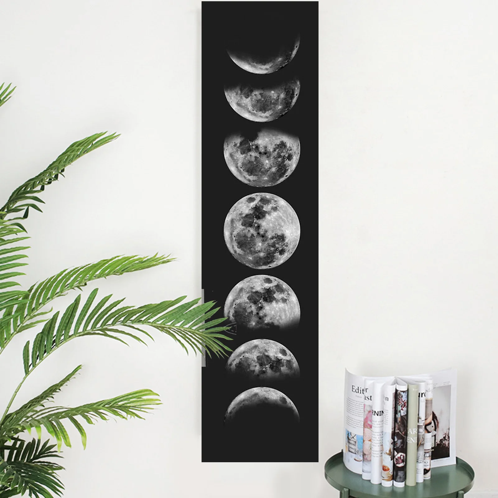 Psychedelic Moon Phase Tapestry Black Galaxy Night Sky Wall Hanging Throw Blanket