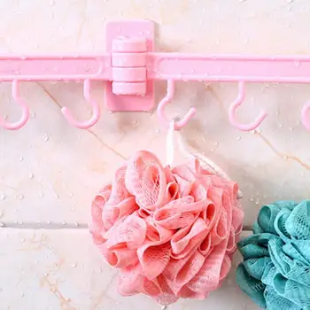 

180 Degree Rotate Strong Sucker Hanger Hooks 6-Hook Door Cabinet Wall Shelf Storage Rack Bathroom Kitchen Organizer Rack Holder