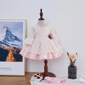 

Spanish Lolita Girls Princess dress Flare sleeve lace stitching cute Tutu dress for girl birthday party Easter vestidos Y3054