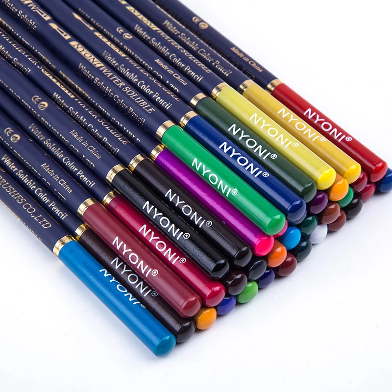 NYONI Watercolor Pencils Set, 12/24/36/48/72/100 Colored Pencils Water  Soluble Color Pencils with Brush and Box Art Supplies 