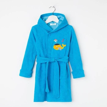 

Bathrobe for a boy, blue / whale, height 98 cm