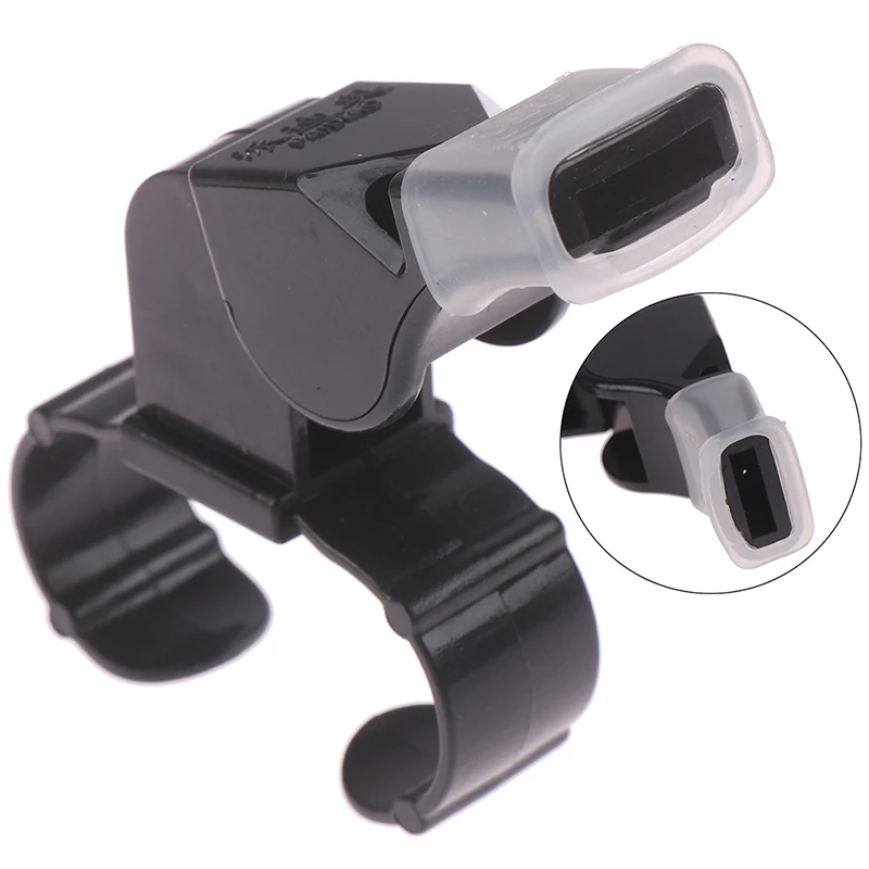 1 PC New Black Plastic Pealess Finger Grip Sports Referee Whistle