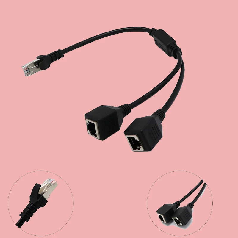 1 шт. RJ45 Штекерный 2 гнездовой Удлинительный Разъем LAN Ethernet сетевой кабель