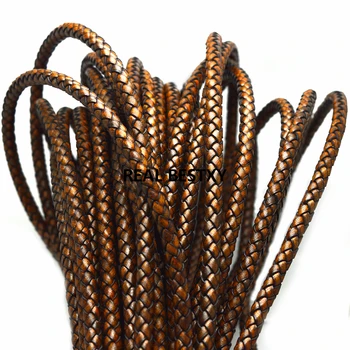 

2m/lot approx: 6mm Braided Leather Cord Findings Bracelets Accessories Genuine Leather Rope For DIY Bracelet Jewelry Making cord