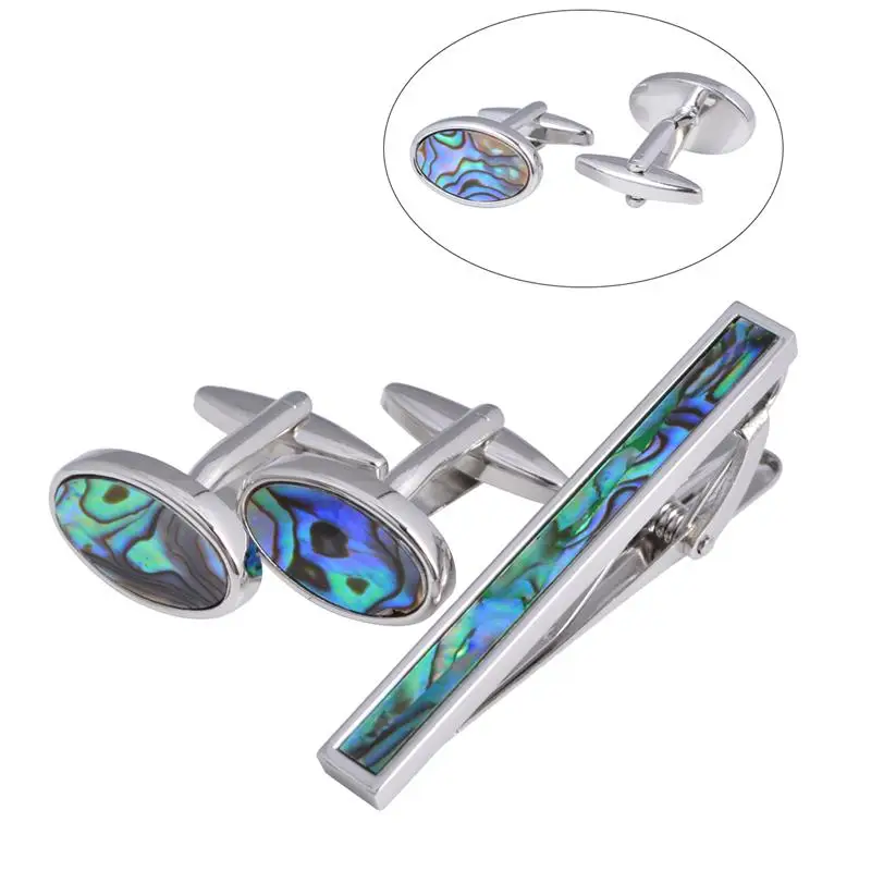 1 Pair Cufflinks 1pc Tie Bar Abalone Shell Colorful Durable Clothing Decorations Clothes Accessories Garment Props