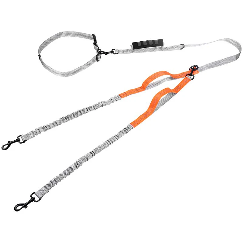 Hands Free Dog Leash for Walking Running Training Jogging,Heavy Duty Double Shock Absorbing Bungee Dog Leash Kit for 2 Dogs,Wais