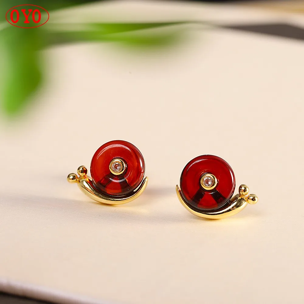 

Серьги «Улитка» из серебра s925 пробы с янтарем