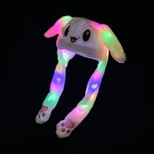 Светодиодный фонарь с мультяшными движущимися ушками, шапка с кроликом, танцевальная плюшевая игрушка, шапка, мягкая игрушка с животными, игрушки для освещения, подарок для детей