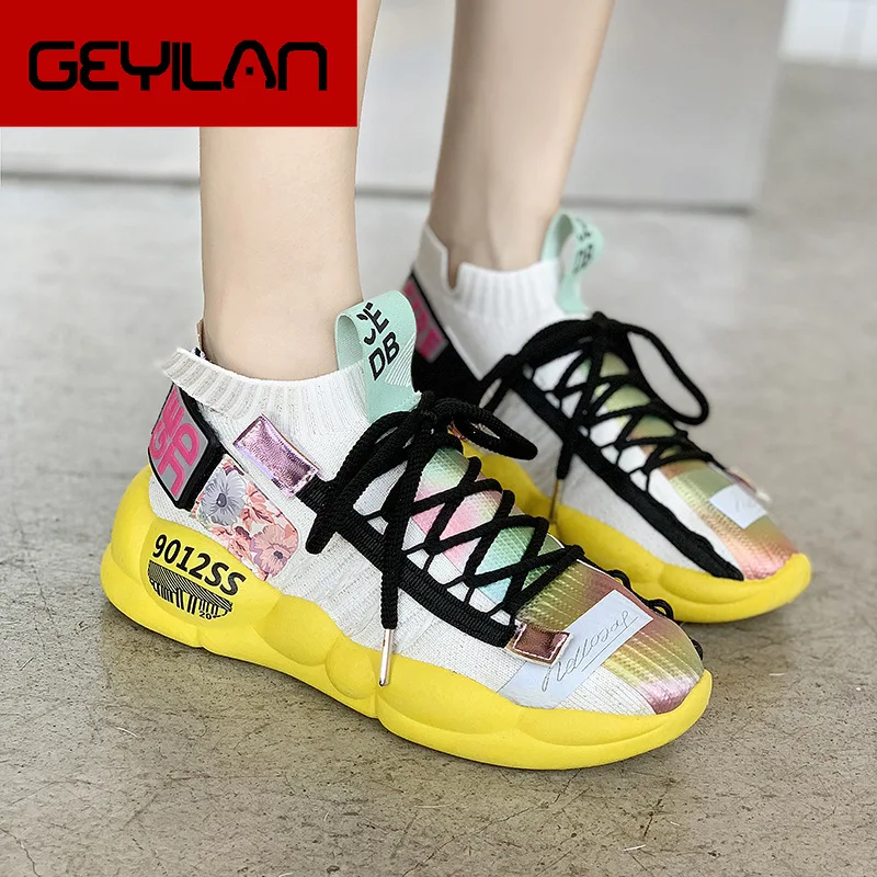 

Platform espadrilles New Women's Mesh vulcanized Shoes yellow Casual Walking Sneakers Soft Shoes Plus zapatos de mujer Blue