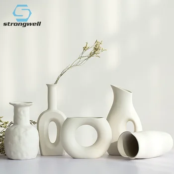 

Strongwell Creative Irregular Ceramic Flower Vase Home Decoration Ornaments Living Room Entrance Bookcase Decoration Vases Gifts