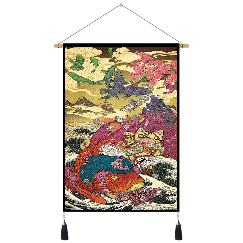 05 Японский Ukiyo-e рисование на ткани настенная вешалка-украшение ткань Ресторан ежедневно Материал магазин татами Izakaya гобелен - Color: 05