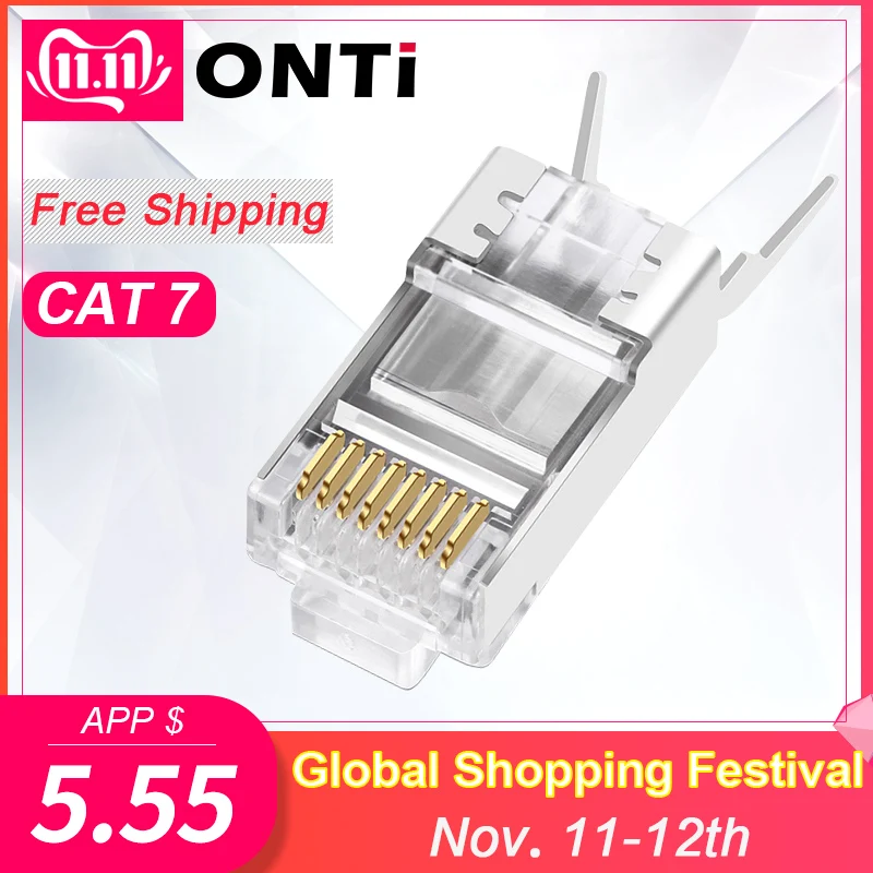 

RJ45 Connector Network Cable Connector 10/50/100pcs Cat6a Cat7 RJ45 plug shielded FTP 8P8C Network Crimp Connectors