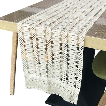 

Fowecelt Hollow Out Macrame Table Runner Modern Boho Wedding Dining Table Decoration Aesthetic Room Decor Home Textile 35*213cm