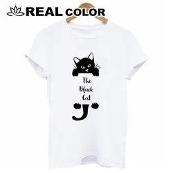 2019, черная кошка, милая, забавная, розовая, с принтом, футболка, хлопок, повседневная, женская, футболка, хипстер, Tumblr, harajuku