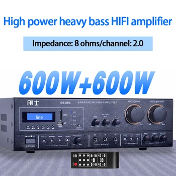 

KYYSLB GS-250 300W*2 8ohm Professional KTV 2.0 Channel AV Amplifier Karaoke High Power Home Stage Heavy Bass HIFI Amplifier