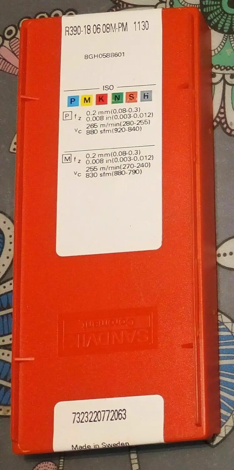 10 шт. вставки карбида R390-180608M-PM 1130