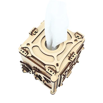 

Wooden Creative Tissue Box Puzzle Toy DIY Assembly Model Woodcraft Construction Model Building Kit - Roll Type