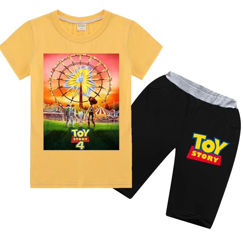 Футболка для мальчиков+ штаны; карнавальный костюм AnimeToy Story 4; детская одежда; хлопковый комплект с короткими рукавами для девочек; спортивные костюмы на Хэллоуин, карнавал, вечерние костюмы