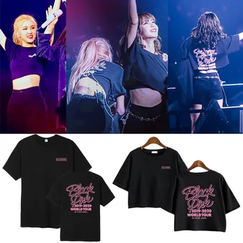 

kpop BLACKPINK Women Short Sleeve Casual Loose T Shirt Woman Crop Tees Short Tops ladies Summer Streetwear fashion o-neck Tshirt