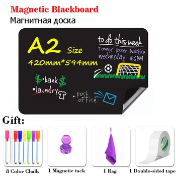 

A2 Size Magnetic BlackBoard Whiteboard Fridge Stickers Menu Plan Weekly Monthly Planner Calendar Dust Free Liquid Pen