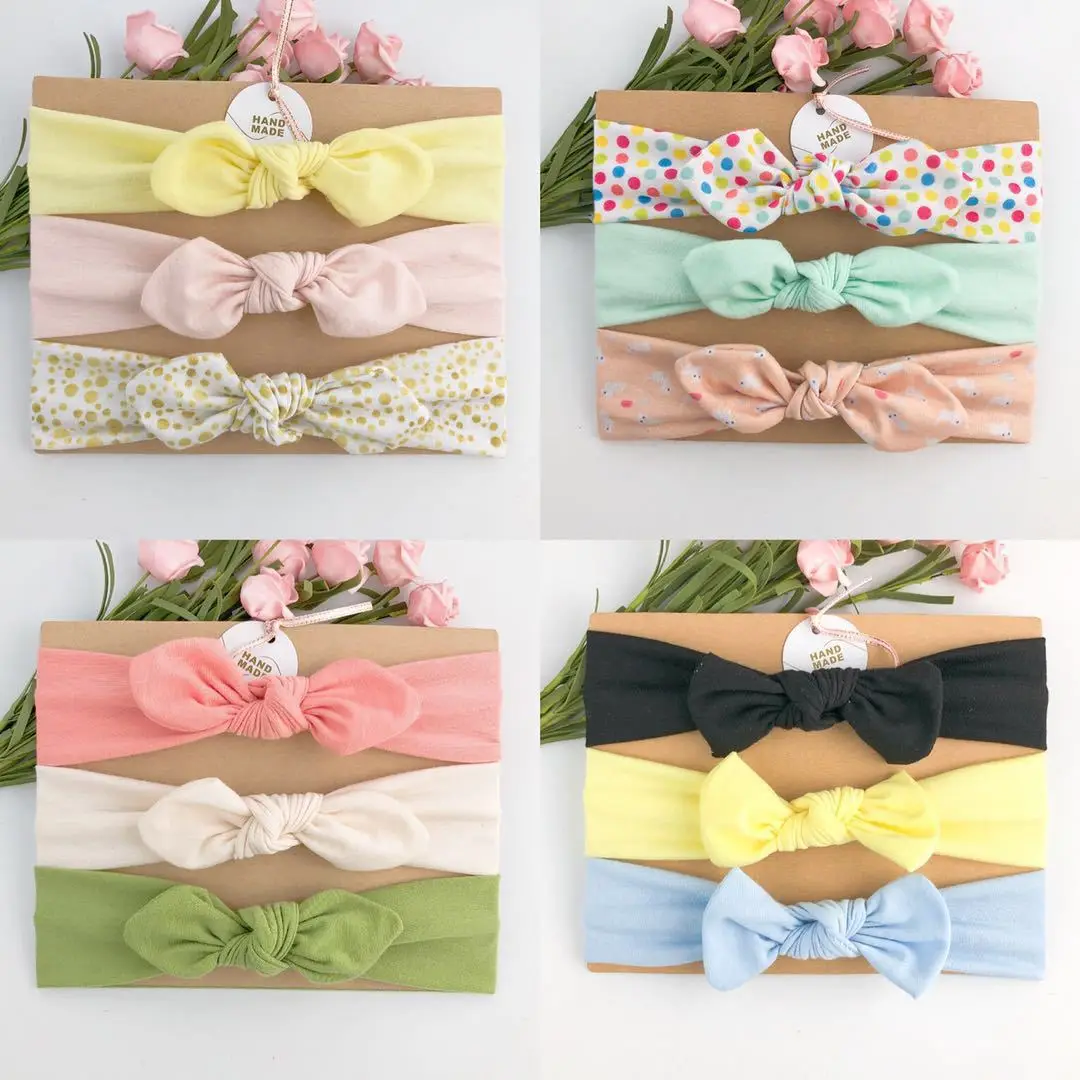 

3pcs/lot Boutique Newborn Infant Print Bunny Ears Headband Baby Girls Rabbit Ear Bowknot Hairband DIY Handmade Children Headwear