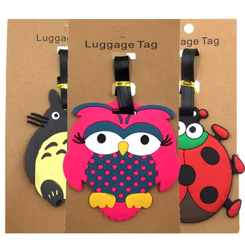 

Cartoon Animal Totoro Ladybug Luggage Tags Travel Accessories Portable Suitcase Addres Holder Silica Gel Baggage Boarding Label