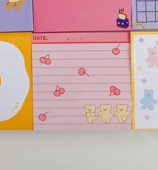 50 Sheets Korea Paper Joy Bear Planner Sticky Notes Kawaii Stationery Cute Memo Pad Notepad Office Leave Message Office Supplies 1Pc 50 sheets G
