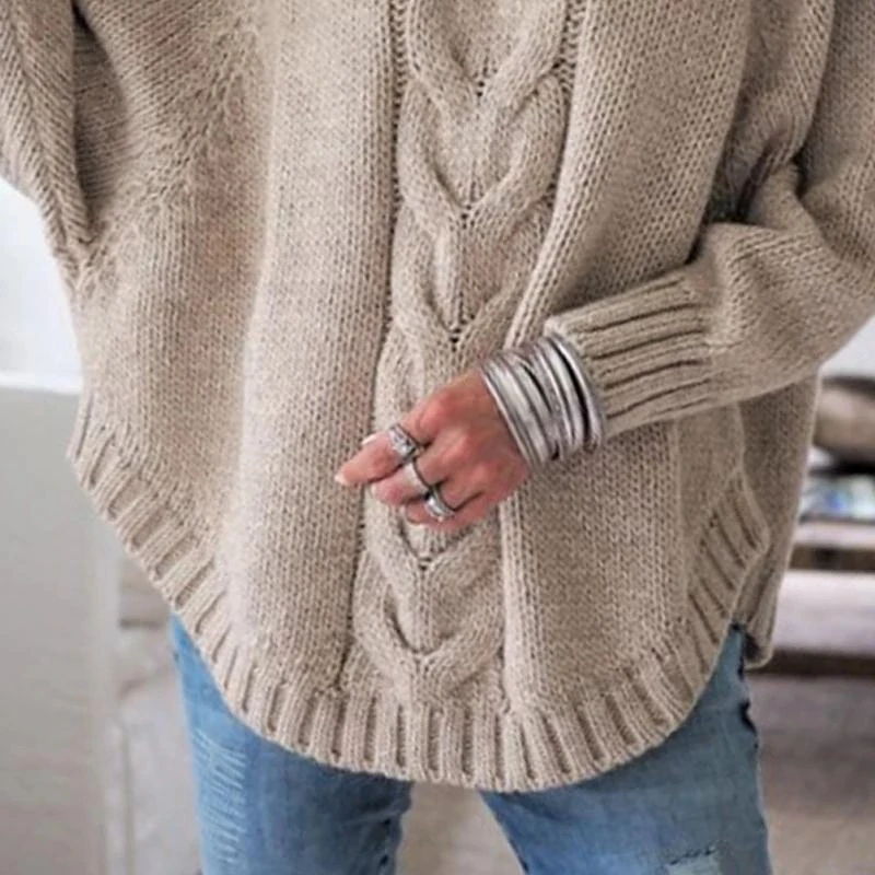  Women Sweaters and Pullovers Autumn Winter New Loose Turtleneck Knit Sweater Women Clothing Ladies Jumpers Tops Sueter Mujer  (3)