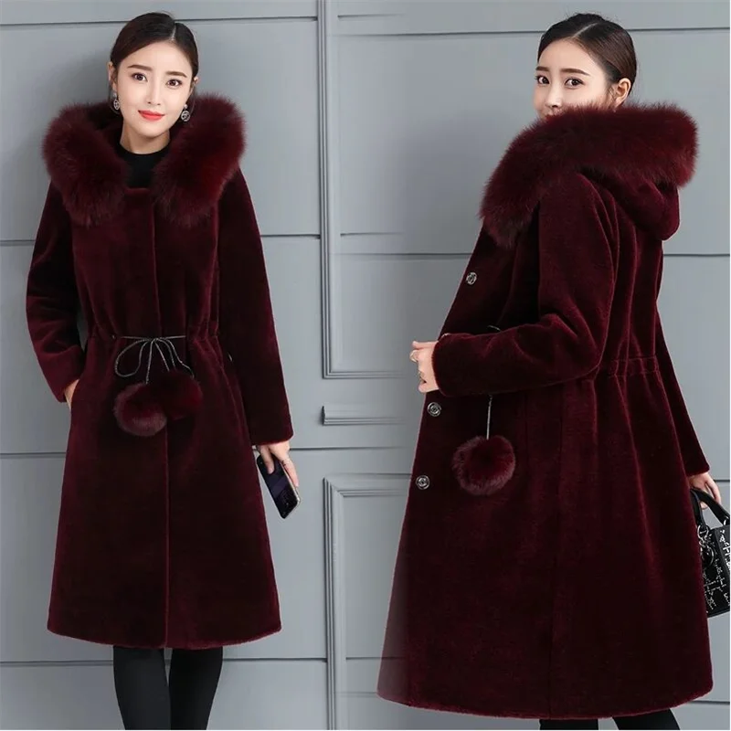 Winter Women High Quality Water mink velvet coat Long Faux fur coat Loose Thick Warm Jacket New Plus Size Women fur Overcoat 4XL