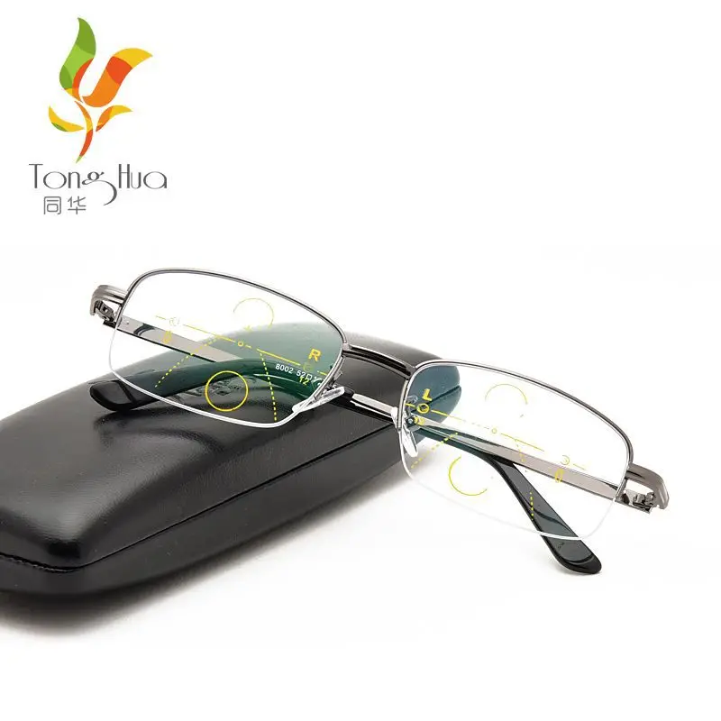 

New Multi-focus Intelligent Zoom Men's Presbyopic Mirror Packaging with Metal Blue-proof Resin Far and Near reading glasses