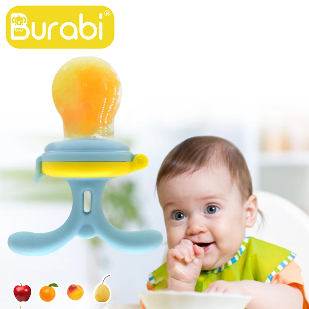 Burabi Tetine Pour Bebe Distributeur De Nourriture Anneau De Dentition Sucette Avec Aliments Puree Yaourt Cereales Aliexpress