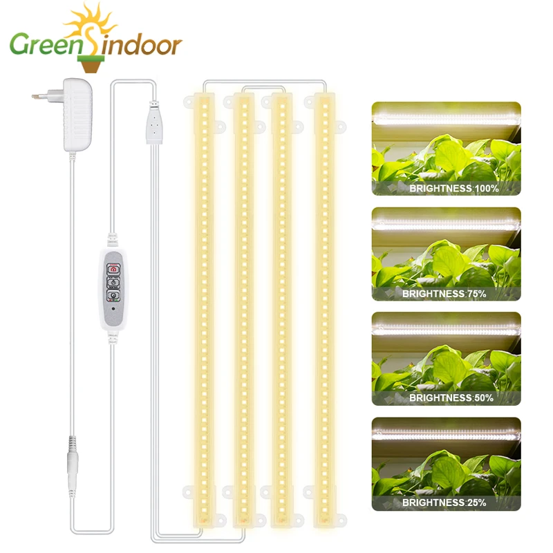 식물용 LED 성장 조명 스트립, 풀 스펙트럼 타이머, 따뜻한 흰색 LED 바, 식물 램프, 식물 램프, 성장 텐트, 전원 어댑터 포함