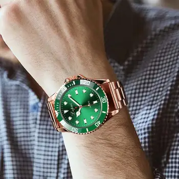 

Lvpai Brand Men's Watch Luxury Business Rose Gold Watch Men Green Dial Watches Fashion Male Clock Wrist Watch Relogio Masculino
