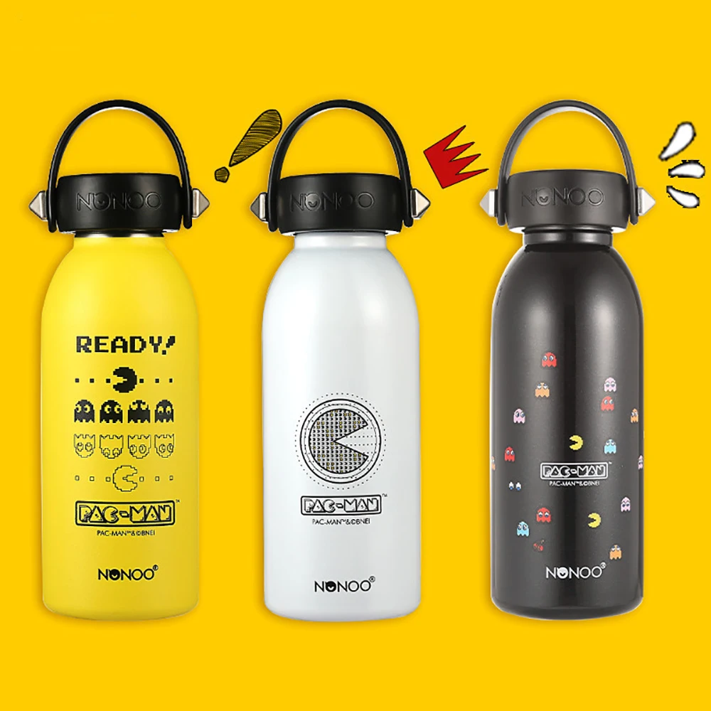 

Pac-Man 304 Stainless Steel Insulation Cup Creative Earphone Cup Lid Handle Portable Cute Children's Thermo Bottle for Travel
