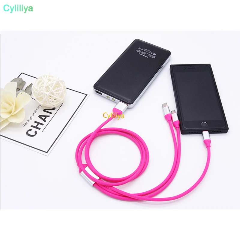 100 шт 3 в 1 Красочные конфеты TPE micro USB кабель type C быстрое зарядное устройство синхронизации данных USB зарядный кабель для samsung LG huawei телефон 5