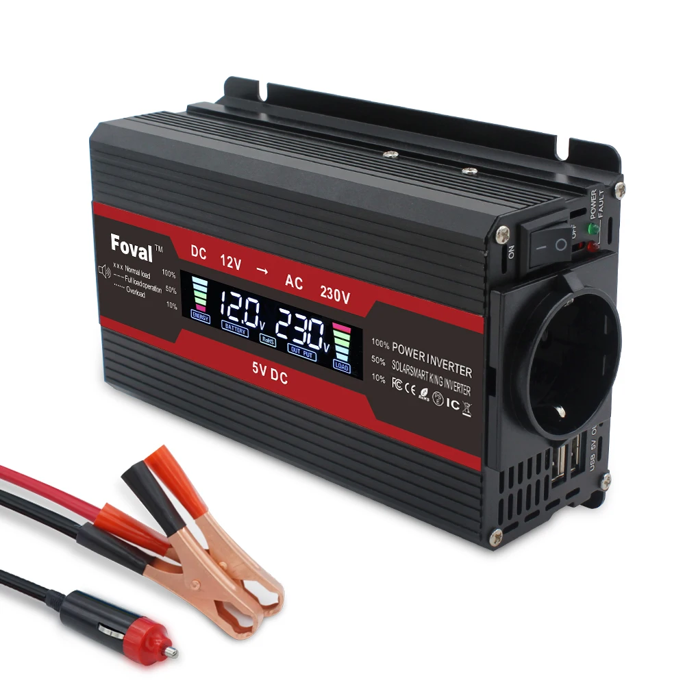 US $37.16 Car Power Inverter HomeOuting Eu Socket4000watts Peak Dc12v To Ac 230v Lcd Display Modified Sine Wave 2usb Transformer Inverter