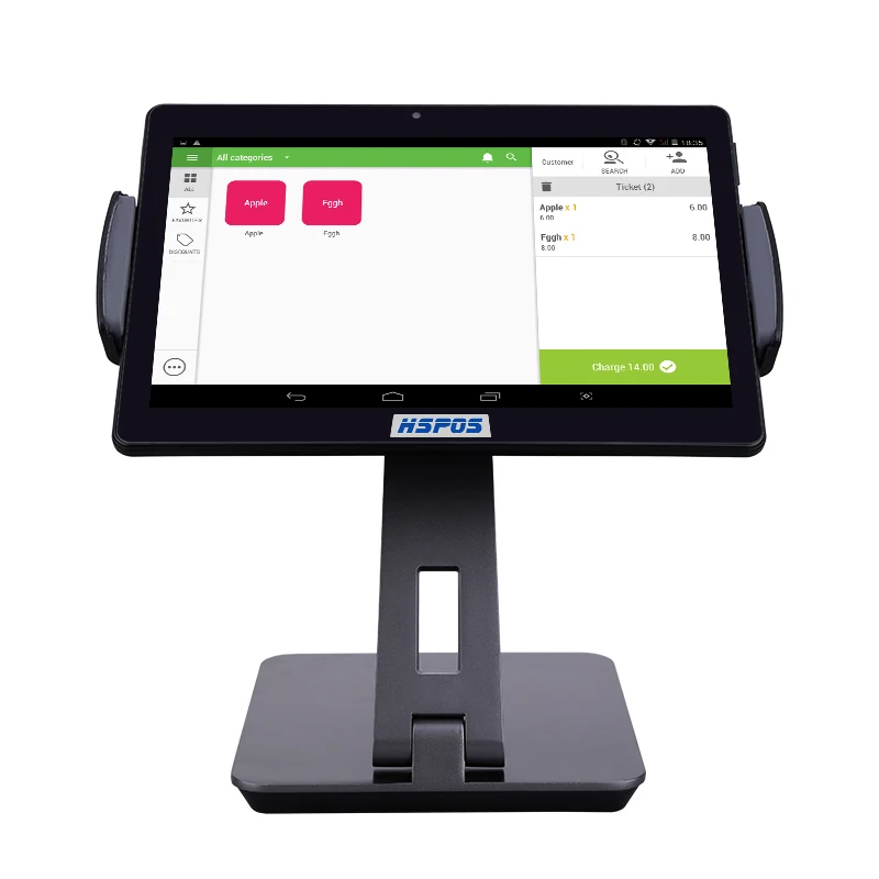 Дешевый OEM 10 дюймовый планшет сенсорный Android PC POS кассовый аппарат с принтером, сканером, денежный ящик для ресторана