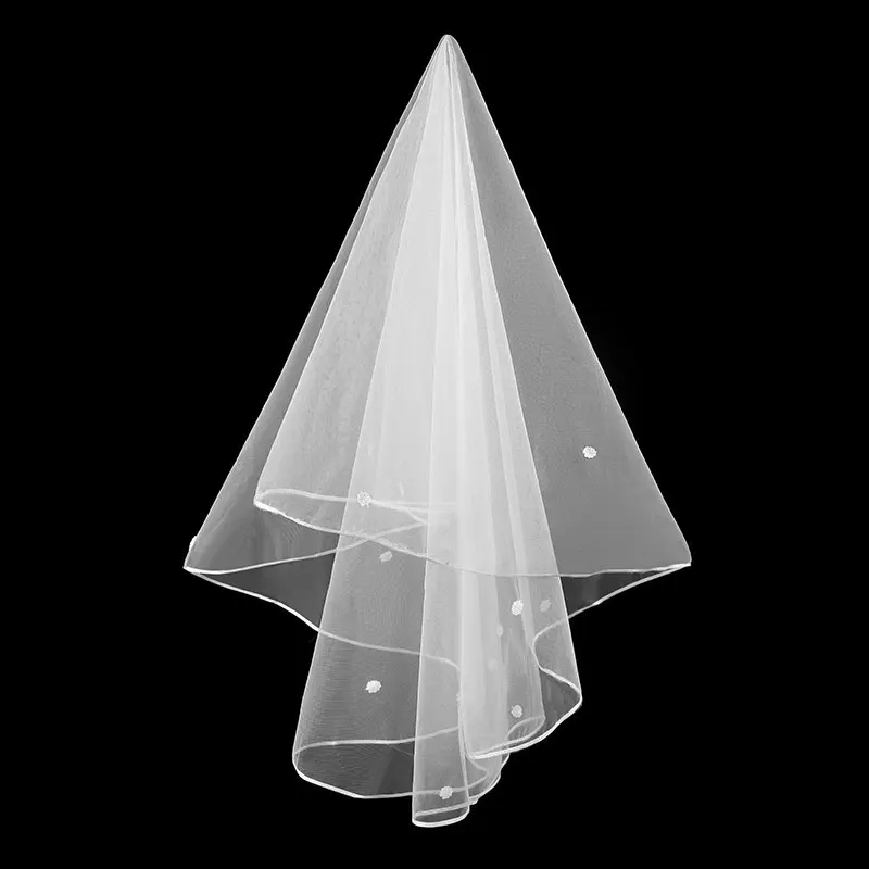 Velos De Novia Свадебная кружевная вуаль для женщин 3 метра Кружевная аппликация свадебная вуаль с гребнем - Цвет: 2 white