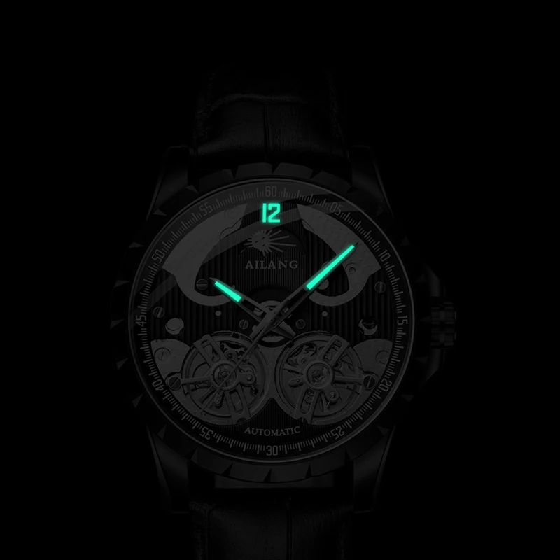 Мужские часы Механические тourbillon Moon phase Роскошные модные брендовые кожаные мужские спортивные часы мужские автоматические часы Relogio Masculino